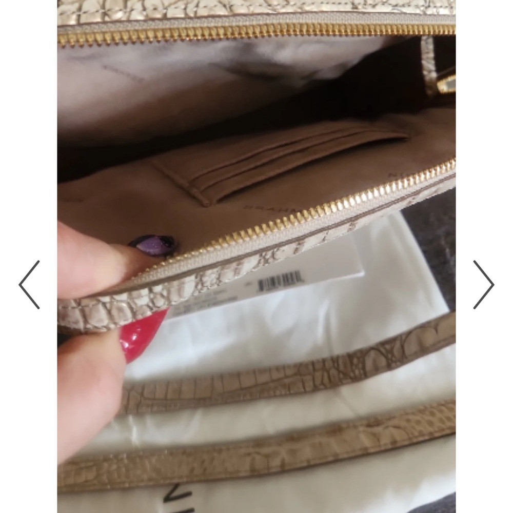 Brahmin Evie Crocodile-Embossed Crossbody Bag in Cream - Picture 6 of 10